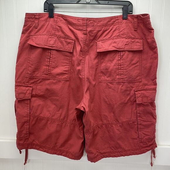 Vintage Ocean Pacific OP Cargo Shorts Mens 40 Red Ripstop Cotton Long Baggy - Picture 2 of 12